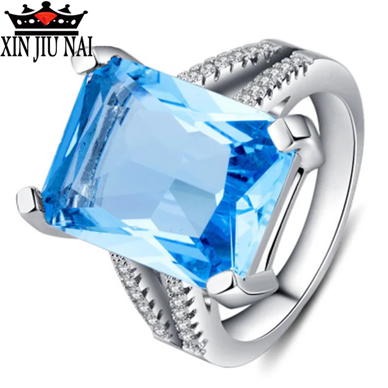 Ретро квадратное ювелирное изделие из синего камня роскошное большое кольцо