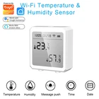 Датчик температуры и влажности Tuya Smart Home со светодиодным экраном, работает с приложением Google Assistant и Tuya Smart Life