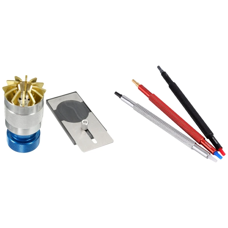 

Crystal Lift Glass Cop Watch Opener Remove Watch Glass Platform Blue with 3 Pieces / Watch Needle Press Accessories Kit