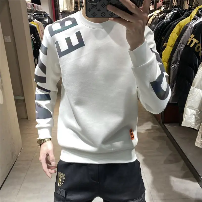 

Spring and autumn new sweater men's casual colorful letter Round Neck Shirt