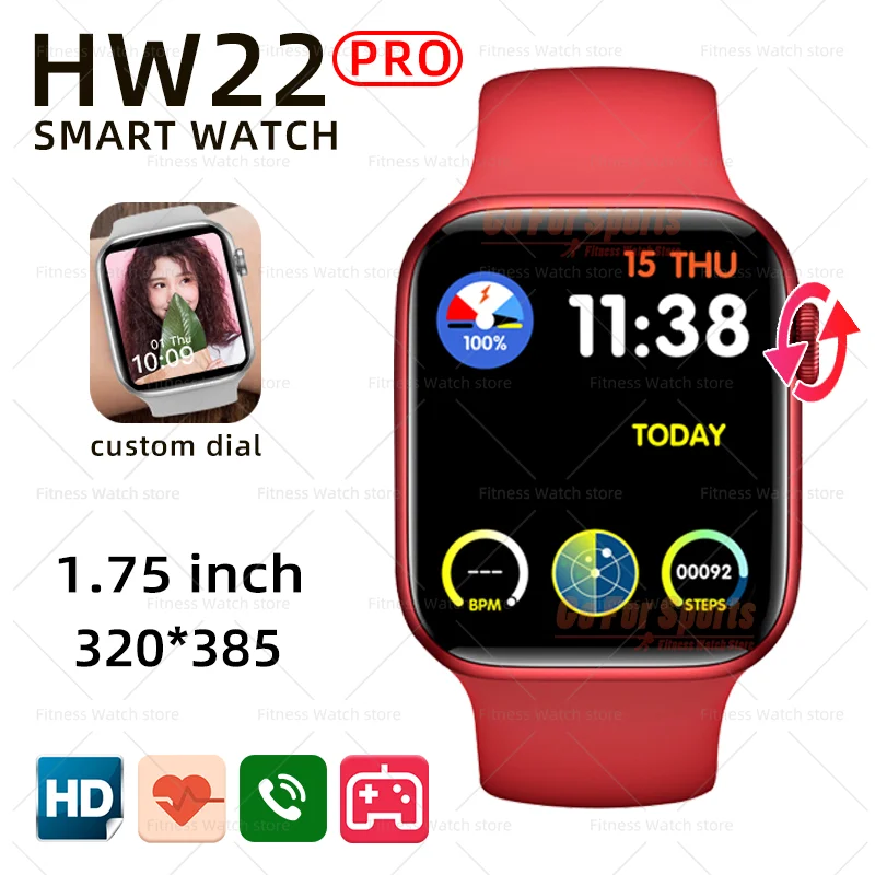 

Смарт-часы iwo HW22 pro для мужчин и женщин, фитнес-браслет с Bluetooth, 1,75 дюйма, PK HW12 HW16 FK99 W56 W66