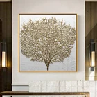 Водонепроницаемый абстрактный Золотой дерево, холст для живописи постеры с масляной живописью принты Quadros настенные картины для Гостиная домашний декор Куадрос