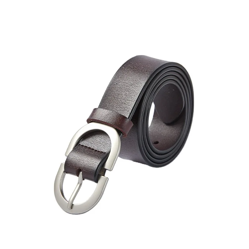 

2021ELEGZO Female Waistband High quality two-layer pure cowhide unisex casual belt simple jeans belt