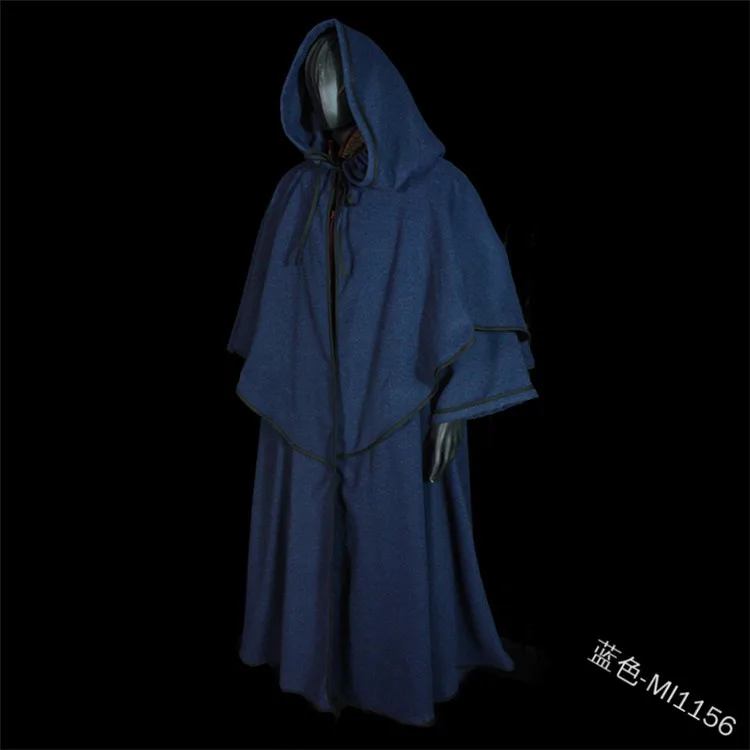 Винтажный средневековый плащ унисекс для мужчин и женщин длинный рукав большой