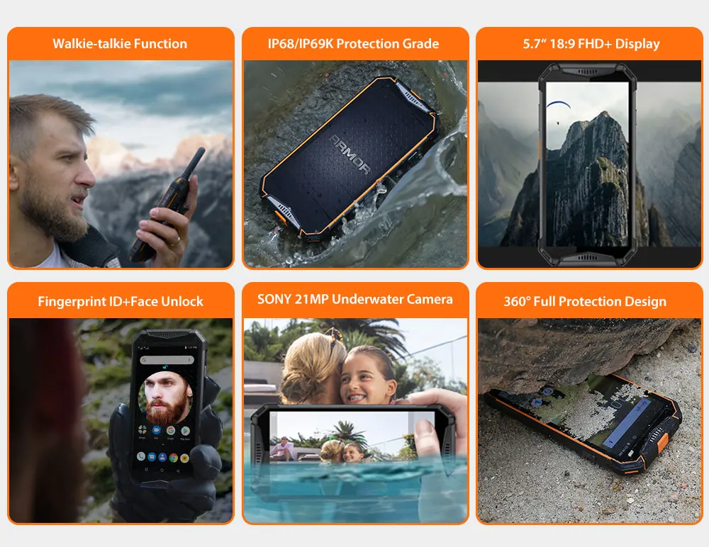 Рация Ulefone Armor 3WT прочный мобильный телефон экран 5 7 дюйма 6 ГБ + 64 10300 мАч 21 МП NFC Android