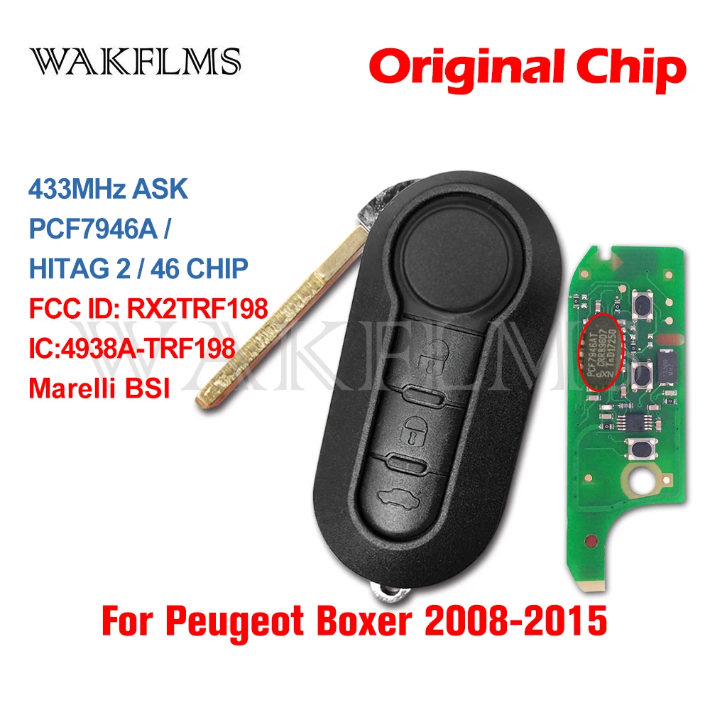 Для Peugeot Boxer 2008 2009 2010 2011 2012 2013 2014 2015 Flip дистанционный ключ-брелок от машины 433 МГц ID46
