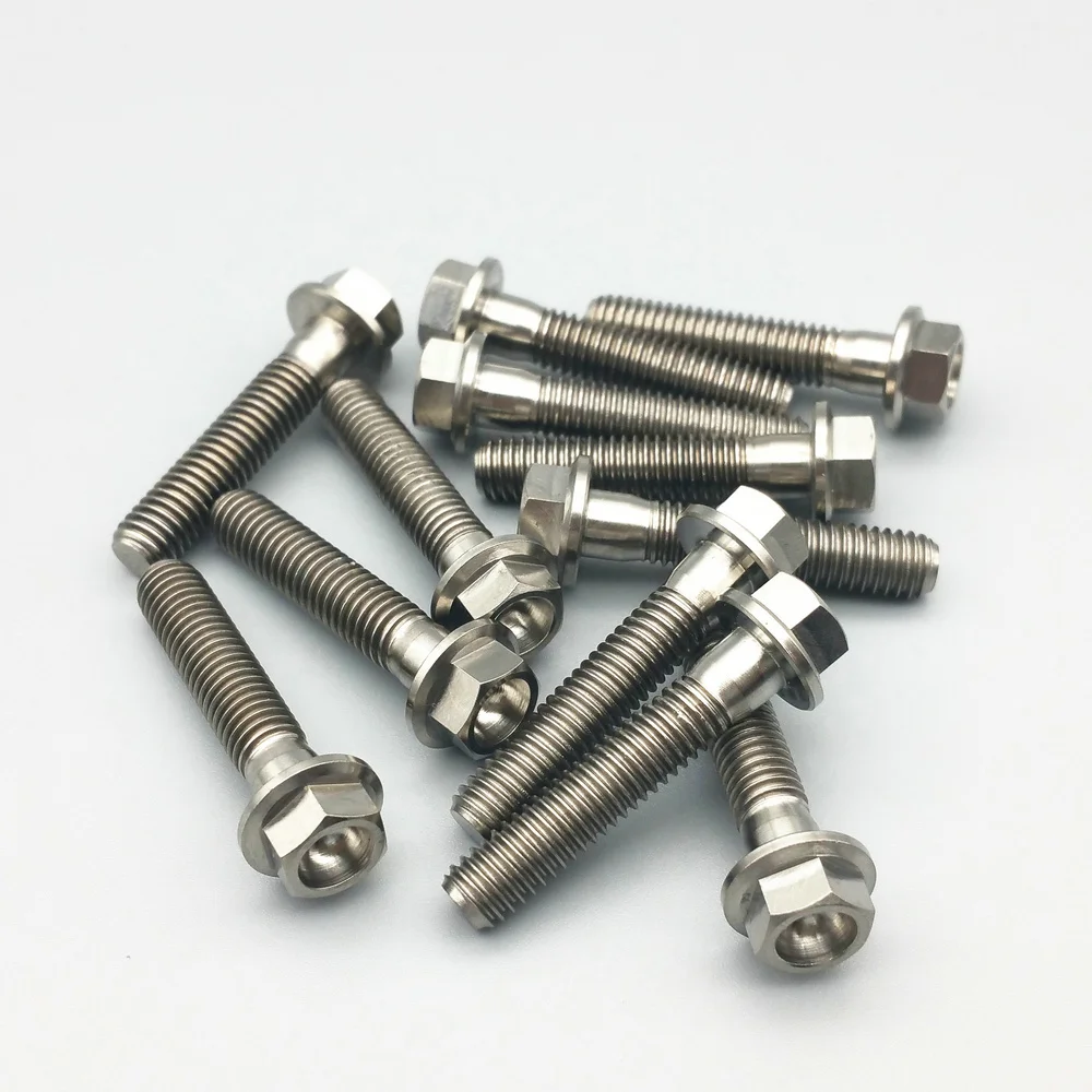

Titanium Bolt for Motorcycle DIY MTB M6 X25mm Titanium Color Flange Head Hexagon Titanium Screws Ti Fastener 10pcs