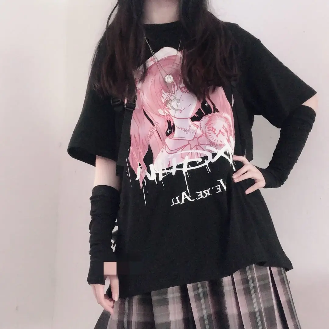 Женская футболка в стиле Харадзюку летняя готическом y2k | одежда