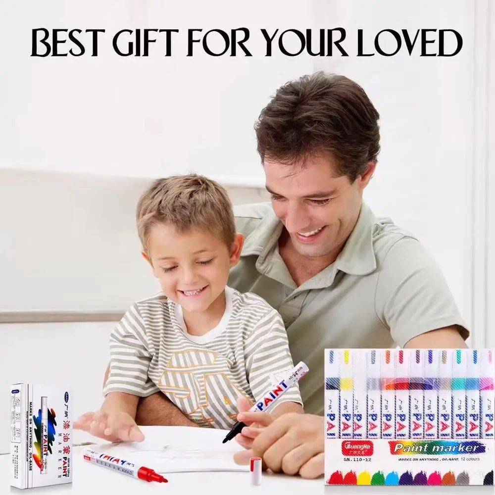 12 цветов Водонепроницаемый маркер для рисования на шине автомобиля CD Metal Point Paint Marker Non-toxic Permanent Pen DIY Art Stationery