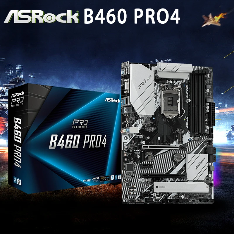 Bestellen Sockel LGA 1200ASRock B460 PRO4 Motherboard 10th-Gen Core/Pentium/Celeron DDR4 128GB PCI-E 3,0 M.2 Overlocking Desktop B460 ATX
