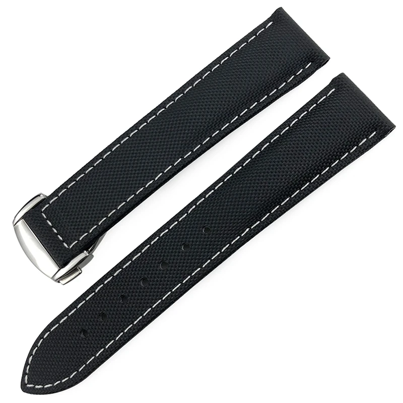 Ремешок нейлоновый кожаный для наручных часов черный общий браслет Omega Seamster 300