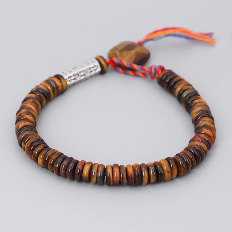 

Tibetan Buddhist Charm Bracelets Tiger Eye Beads Gifts For Women Men Handmade Lucky Rope Knot Jewelry Cotton thread Bracelet