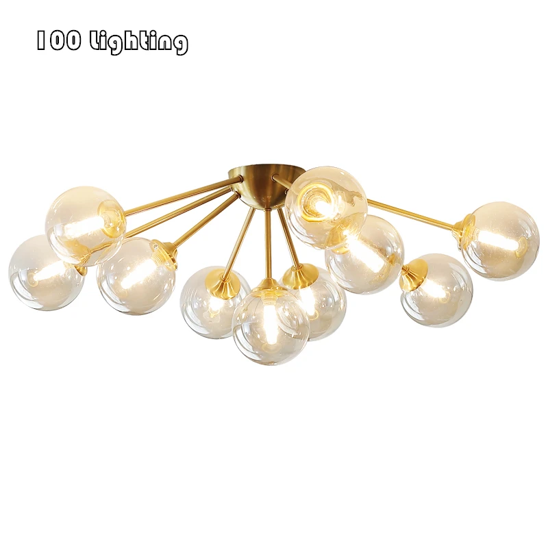 

Modern Clear Glass Chandelier Living Room Restaurant Lighting Fixtures G9 LED Bedroom Hanglamp Gold Metal New Design Loft Deco