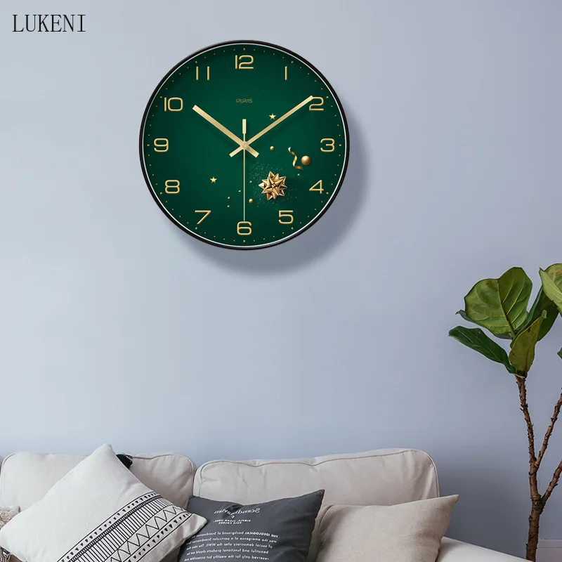 

WISHING STAR GREEN CLASSIC SILENT WALL CLOCK TEN INCH/ TWELVE INCH/ FOURTEEN INCH HOME DECOR WALL DECOR