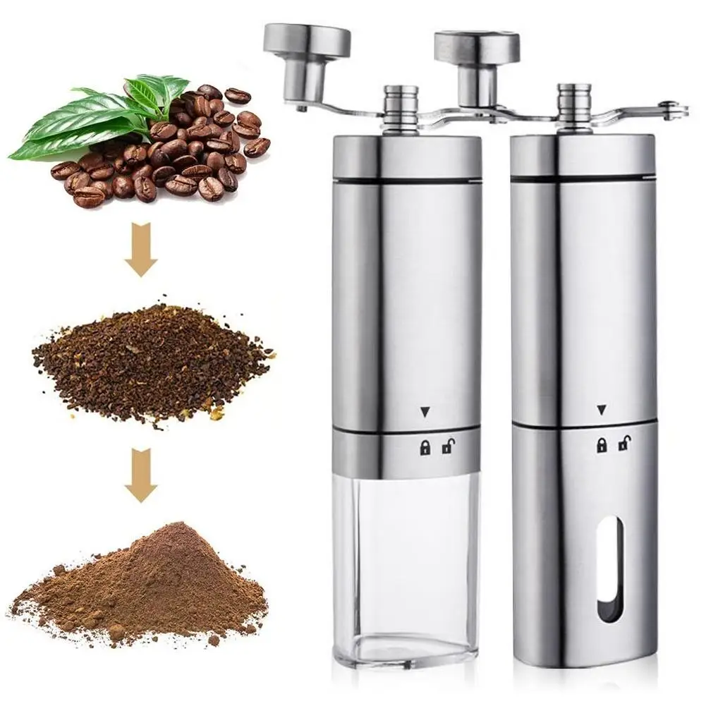 

Stainless Steel Kitchen Manual Hand Crank Adjustable Bean Mill Coffee Grinder