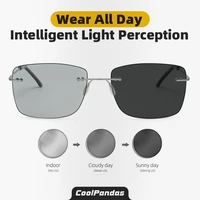 coolpandas rimless sunglasses men photochromic ultralight high quality square unisex sun glasses for women chameleon lens gafas