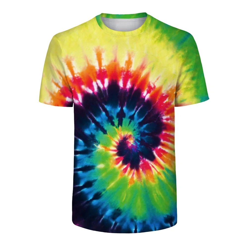 Новая летняя женская футболка с 3D принтом Tye Dye для фитнеса коротким рукавом