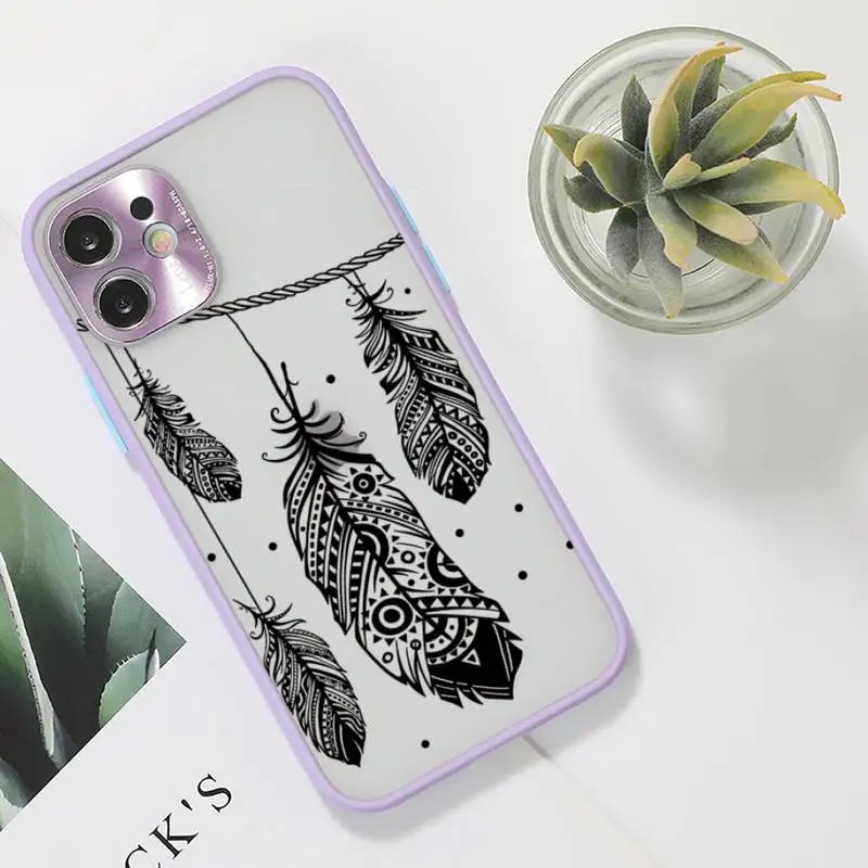 

Cute creative design pattern Phone Case For iPhone 12 11 Mini Pro XR XS Max 7 8 Plus X Matte transparent Purple Back Cover