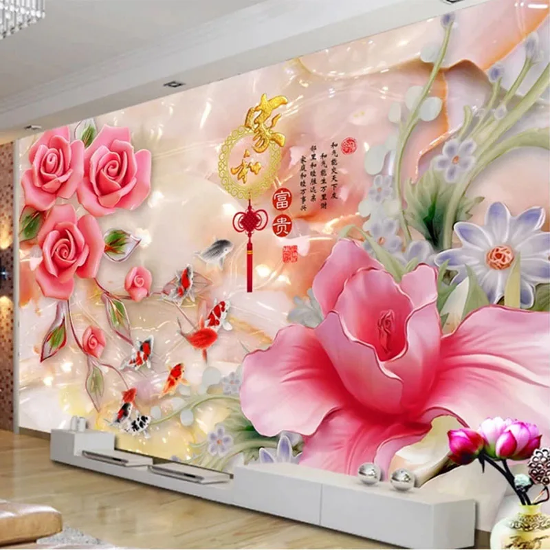 Custom Mural Wallpaper 3D Stereo Magnolia Rose Flowers Oil Painting Living Room Bedroom Study Home Decor Classic Wall Papers 3 D