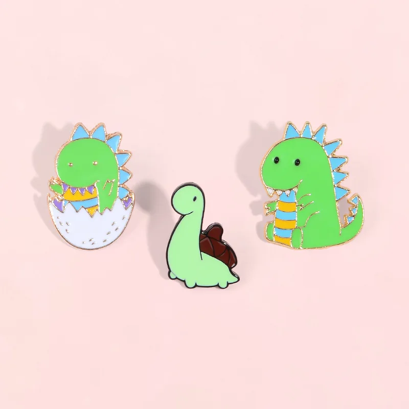 

Cute Dinosaur Three Little Collar Cartoon Pins Fashion Creative Badge Collection Send Friend Gift Brooch