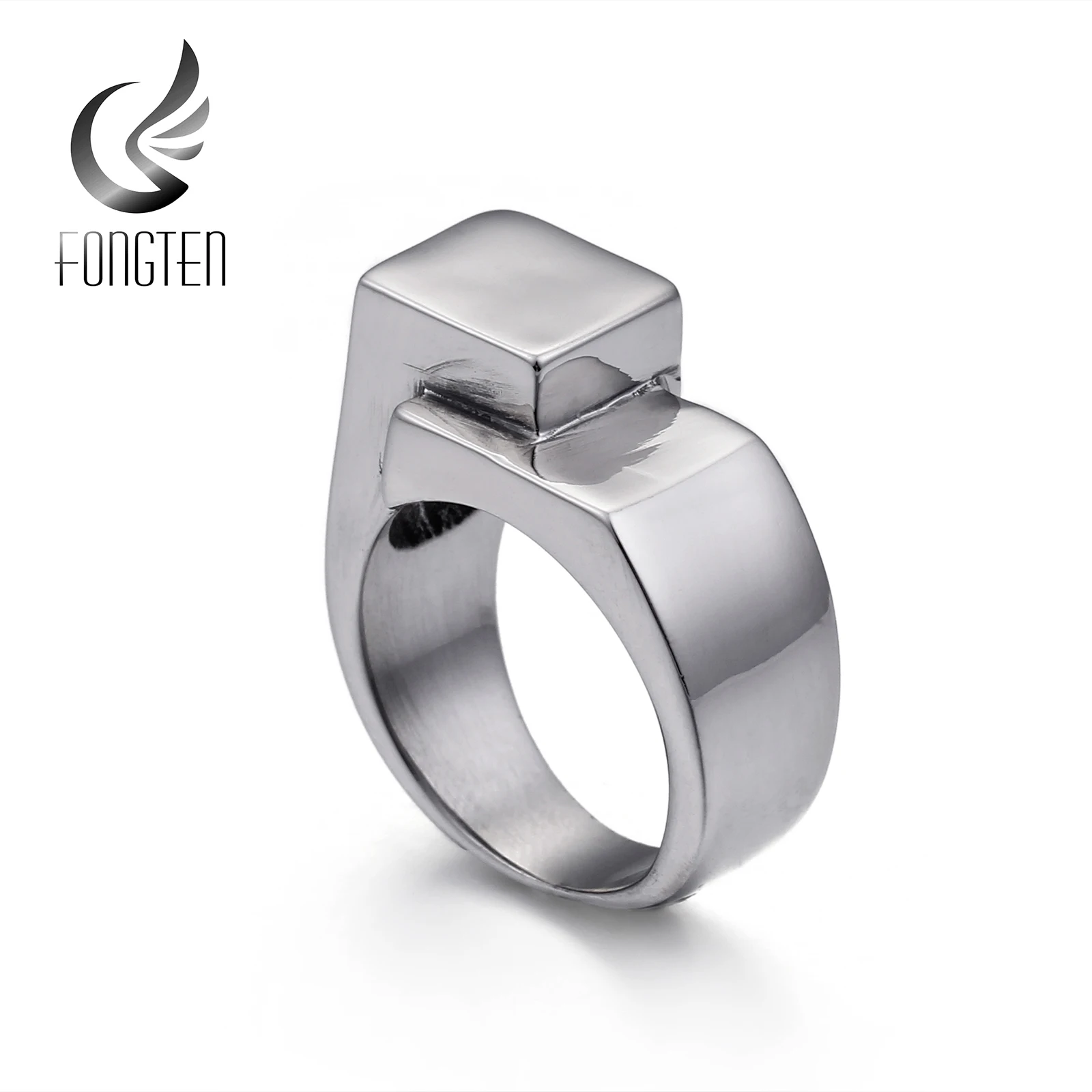 Мужское и женское кольцо Fongten полированное из нержавеющей стали в стиле