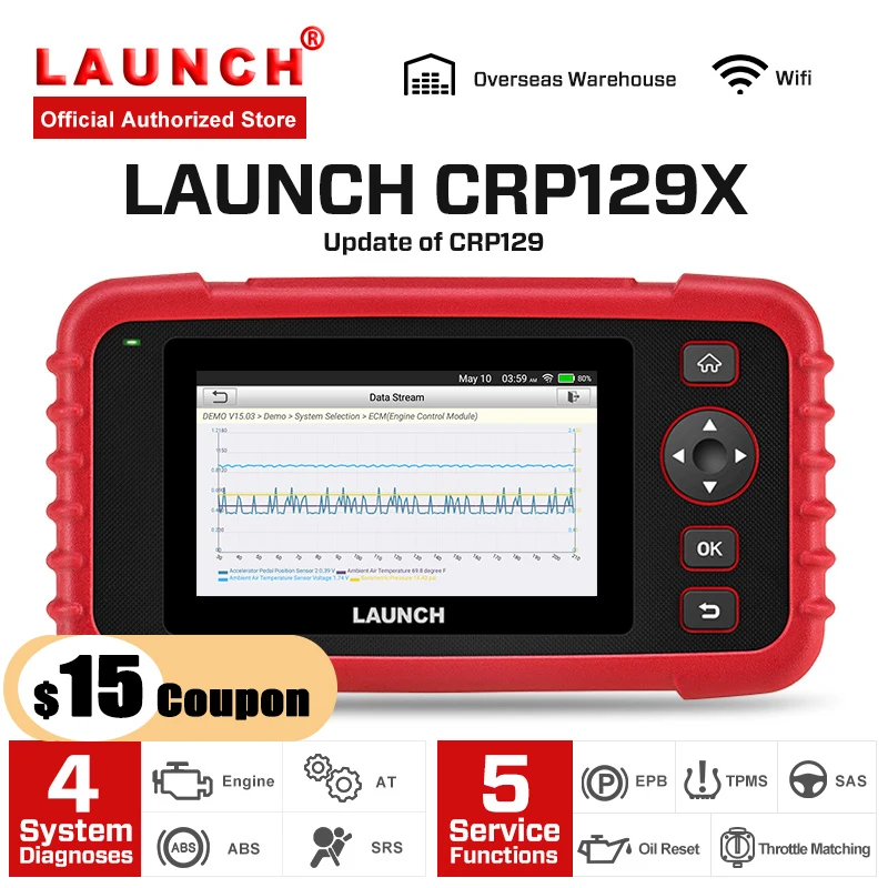 Диагностический сканер LAUNCH X431 CRP129X OBD2 Автомобильный OBDII прибор для диагностики