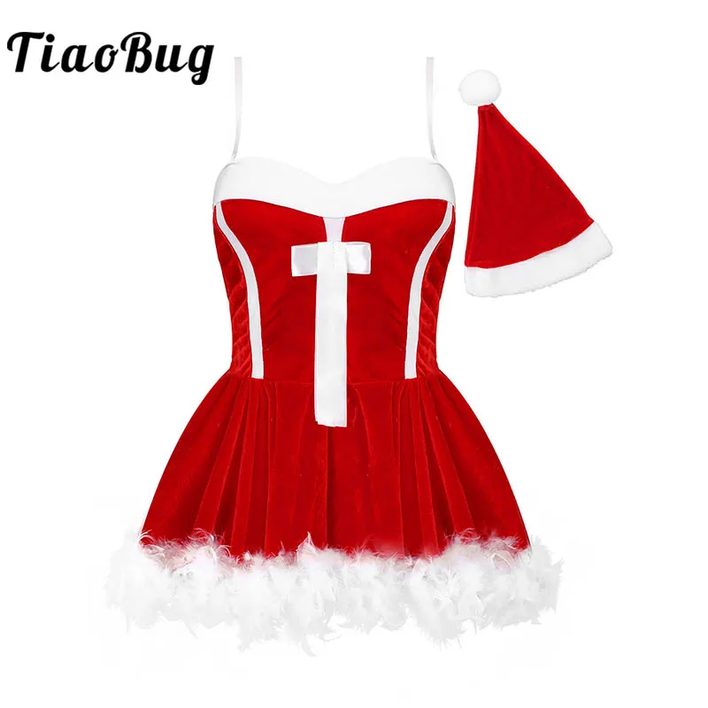 Женское рождественское платье со шляпой набор съемный плечевой ремень Mrs Claus для