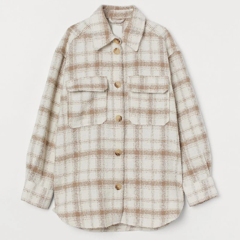 

Модная красивая новая зимняя винтажная клетчатая рубашка, куртка, Осеннее женское шикарное твидовое пальто, женская Повседневная Свободна...