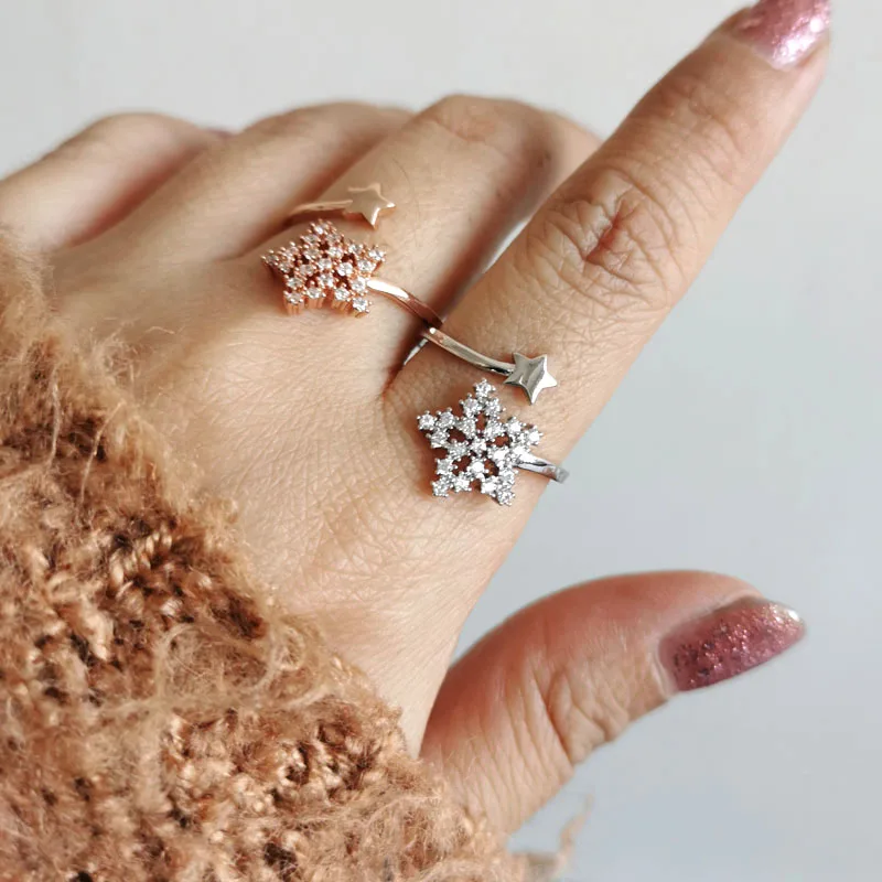SINLEERY элегантные кольца миди с микрозакрепкой кристалл звезда снежинка
