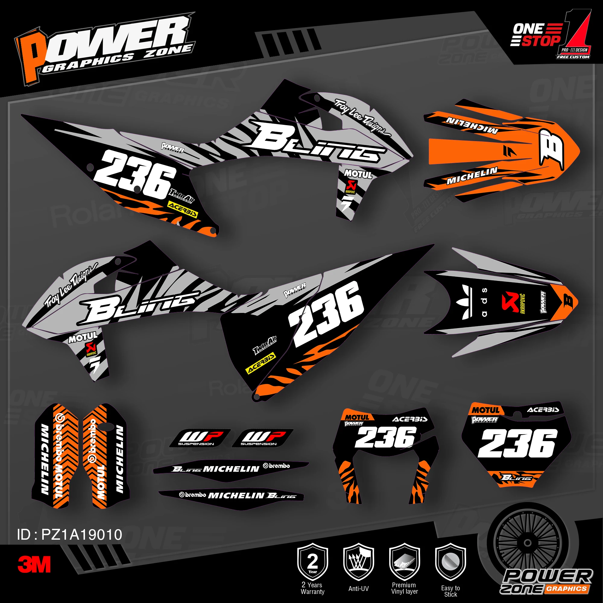 Персонализированные графические фоны PowerZone Team наклейки 3M Набор наклеек для KTM SX SXF