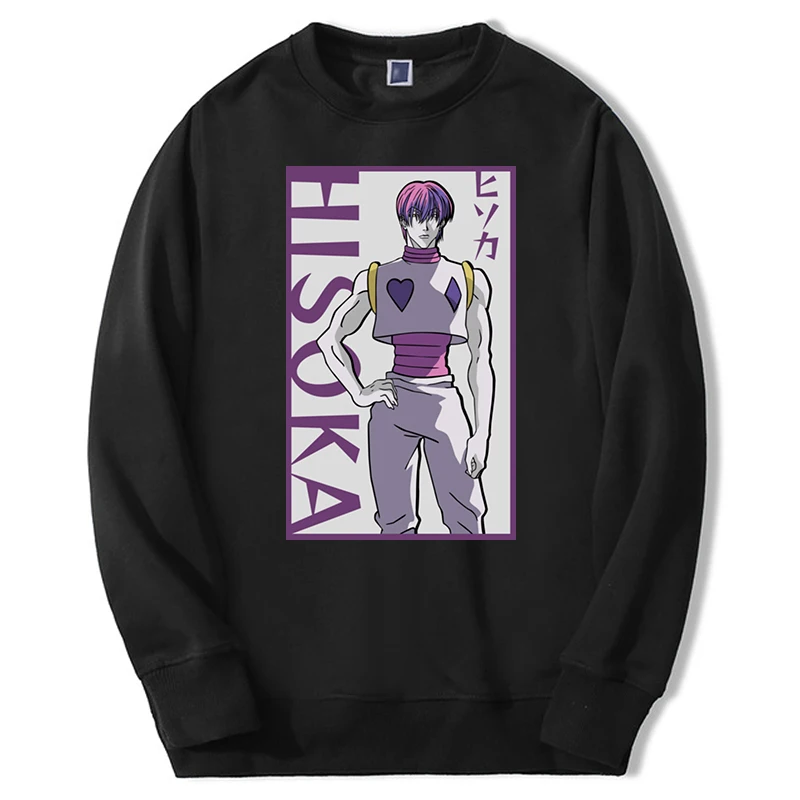 

Осень 2021, Мужская теплая толстовка в стиле хип-хоп из японского аниме «Охотник», толстовка с капюшоном, флисовая толстовка с принтом Hisoka, Мужской флисовый Топ