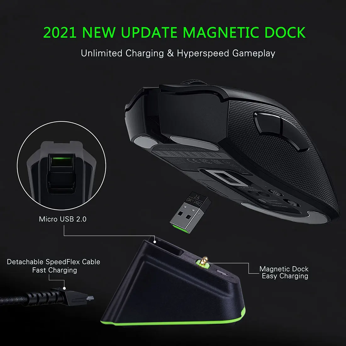 Беспроводная мышь магнитная док-станция зарядная Chroma с функцией зарядки