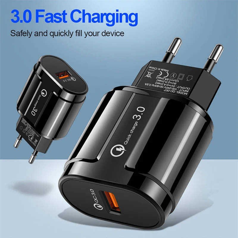 Фото EU/US Quick Charge 3 0 3A USB зарядное устройство настенное для телефона адаптер iPhone X MAX 7 8 QC3.0 EU/US Quick Charge 3 0 3A USB зарядное устройство настенное для телефона адаптер iPhone X MAX 7 8 QC3.0