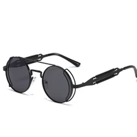2021 round steampunk sunglasses men women fashion metal glasses brand design vintage sunglasses high quality uv400 gafas de sol