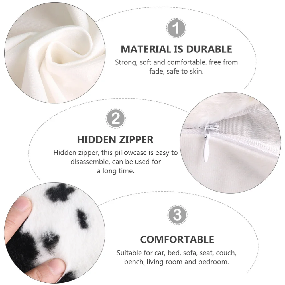 

2Pcs Cow Printed Cushion Cover Square Throw Pillow Case Pillow Protection Cover