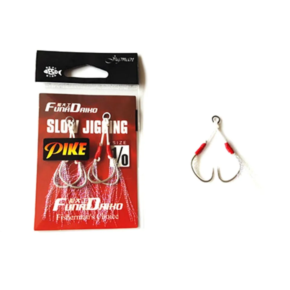 

Fishing Spoon jigging slow Jig Hook Lure Jigbait spoon Deep Sea double Feather Hook 1/0# 2/0# 3/0# 4/0# 5/0#