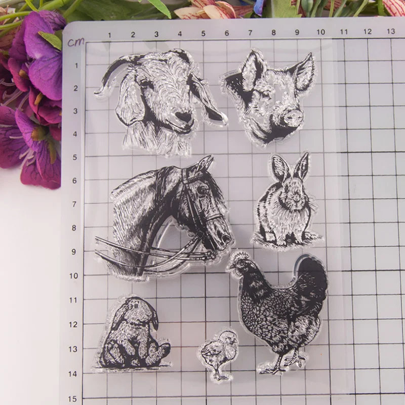 

1pc Rabbit Chicken Pig Transparent Clear Silicone Stamp Seal Diy Scrapbooking Rubber Stamping Coloring Diary Decoration Reusable