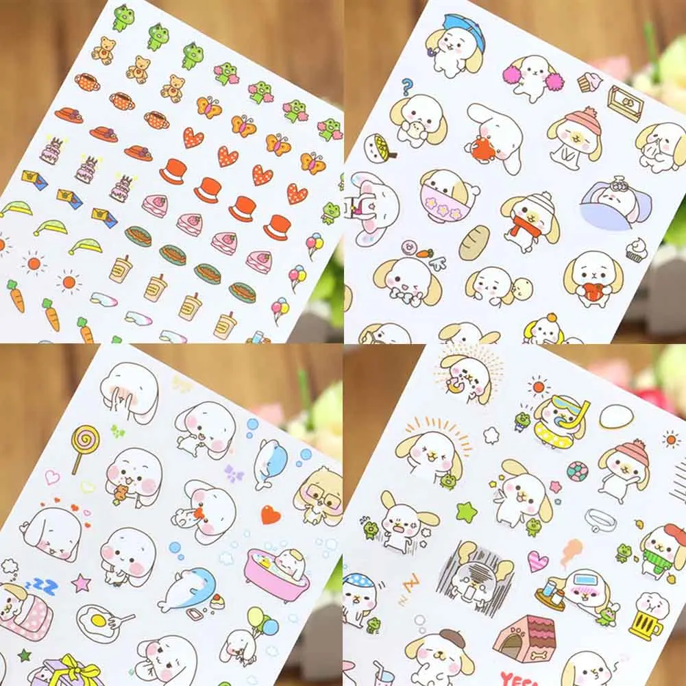 

6sheets/Set Shiba Inu Rabbit Panda Penguin Dog PVC Stationery Sticker for Cute Cartoon Animal Sticker Cartoon Scrapbooking Label