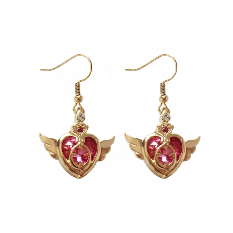 

Red Crystal Heart Statement Earrings Wing Trendy Earings Fashion Jewelry Crystal Korean Indian Earring Vintage Kawaii Bohemian