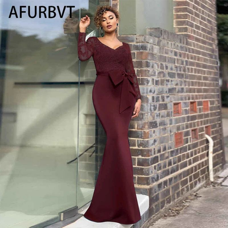 

Sexy V Neck Ruffles Bodycon Dress Patchwork Long Sleeve Mermaid Party Dresses Women Evening Elegant Long Maxi Dresses 2021