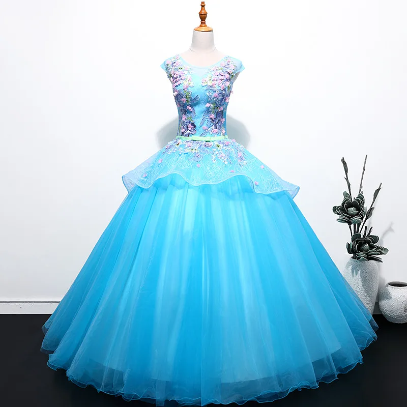 

Модные платья Quinceanera с круглым вырезом; Элегантные вечерние платья для выпускного вечера; Кружевное бальное платье без рукавов с аппликацие...