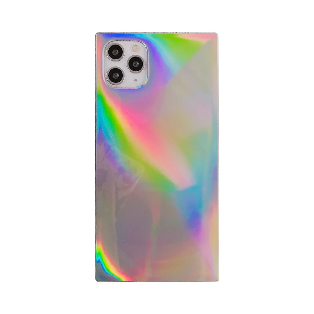 

For Iphone12 Square Purple Laser Cell Phone Case for Iphone 12pro Transparent IMD Soft Shell Fashion Max Suitable for Anti-fall