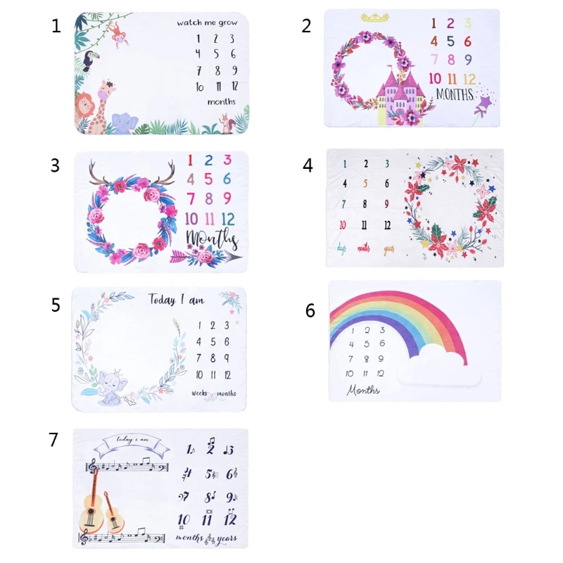 

Baby Blanket Soft Flannel Photography Monthly Photo Newborn Children Cartoon Milestone Sleeping Bath Crawling