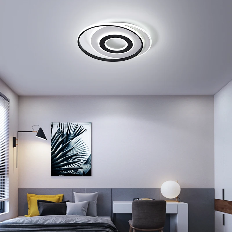 Круглая современная люстра освещение черный и белый блеск люстры ledLamp для гостиной спальни кухни Светодиодная потолочная люстра