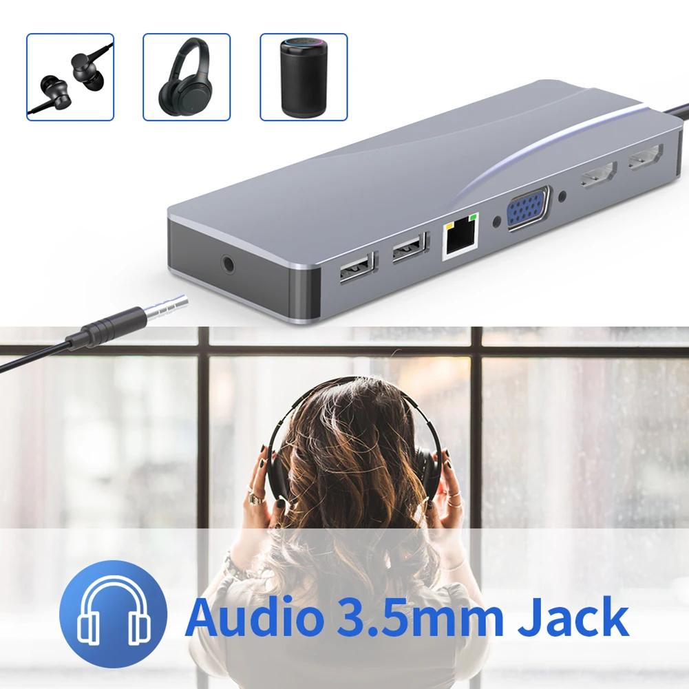 

USB 3.0 Type-C Hub To HDMI Adapter 4K USB C Hub with Hub 3.0 TF/SD Reader Slot PD 3.5mm audio usb 2.0 for MacBook Pro