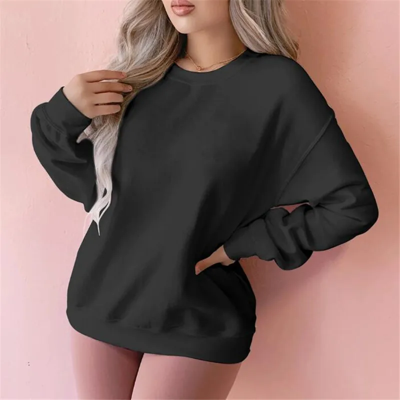 

Woman Letter Print Top Sweatshirt Long Sleeve Round Neck Loose Pullover Casual Style Sweatshirts Spring Autumn Streetwear Tops