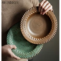 1pc relmhsyu japanese style retro stoneware 8 5inch deep large soup pasta food vegetable dessert dinner plate home tableware