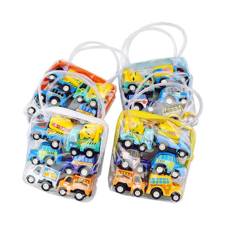 

6Pcs Pull Back Car Toys Mini Car Model Toy Vehicle Fire Truck Taxi Model Kid Mini Cars Boy Toys Gift Diecasts Vehicles Toy