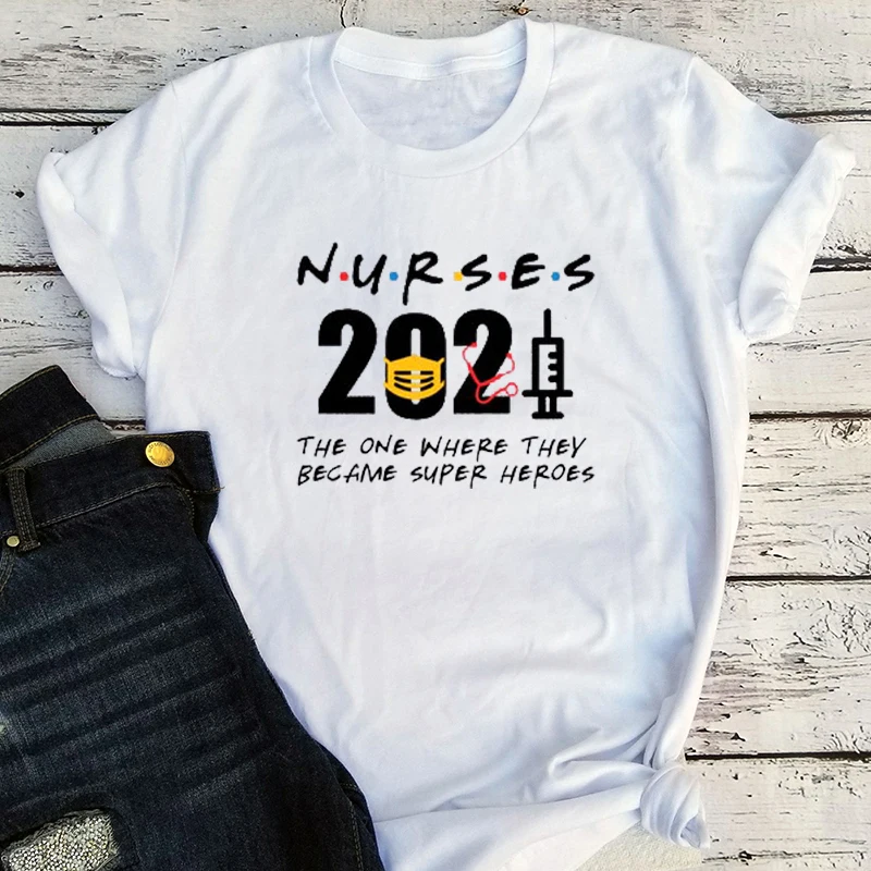 

Nurses 2021 Shirt Quarantine Woman Tshirts Harajuku Front Line Hero Tee Nurse Hero Aesthetic Clothes Plus Fashion Tops XXL