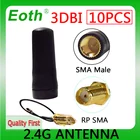 EOTH 10 шт. антенна 2,4g 2  3dbi sma male wlan Wi-Fi 2,4 ГГц антенна pbx iot модуль роутер tp link сигнальный приемник антенна с высоким коэффициентом усиления